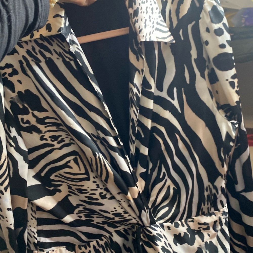Fashion Nova Black and White Zebra Print Wrap Dress